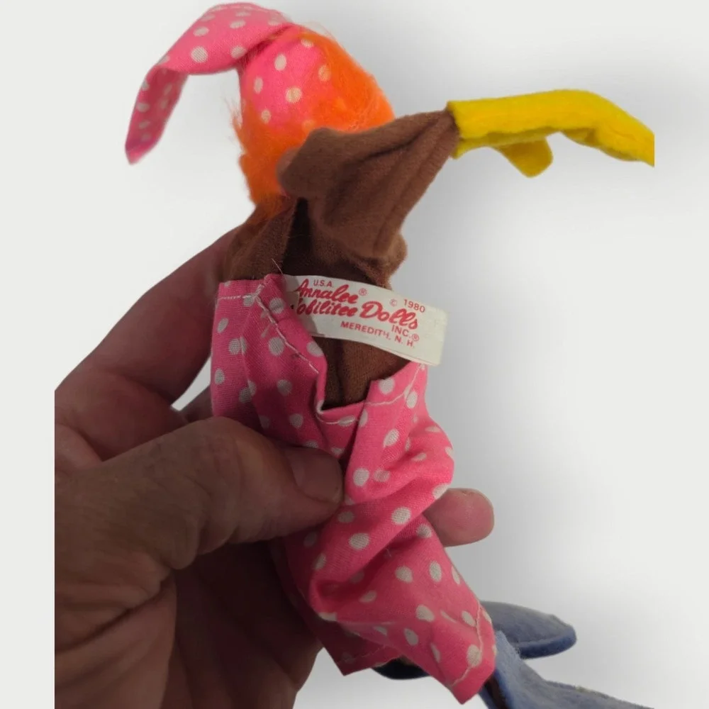 Vintage 1980 Annalee Mobilitee Clown Hobo‎ Pajama Doll Felt Cloth Tagged USA